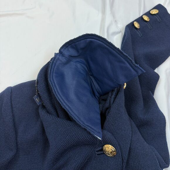 St John Basic Santana Knit Longline Cardigan Sweater Navy Blue Timeless Sz 12 - Picture 8 of 9